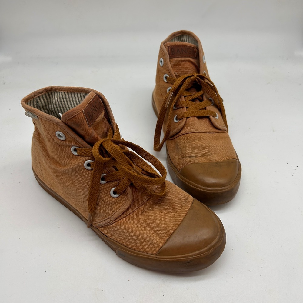 Bangs Shoes High Top Canvas Sneakers Tan Gum Sole Mens 4.5 Womens 6